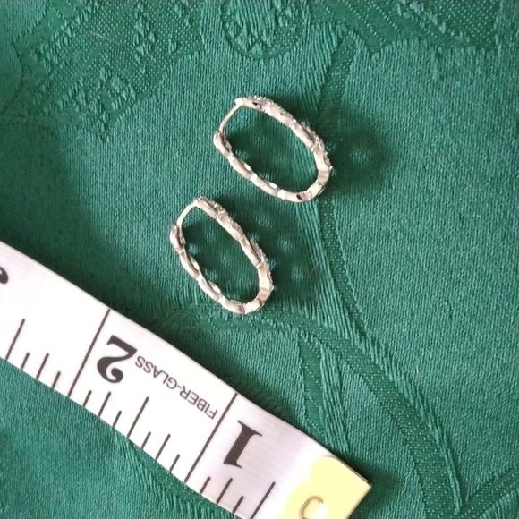 SILVERTONE TWISTED HOOP EARRINGS WITH ZIRCONS HINGED FOR PIERCED EARS - Picture 5 of 5